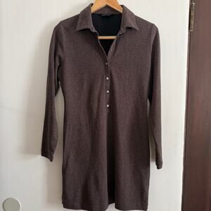 J. PETERMAN | Women's brown and Black Long sleeve Polo Shirt Dress |  Small
